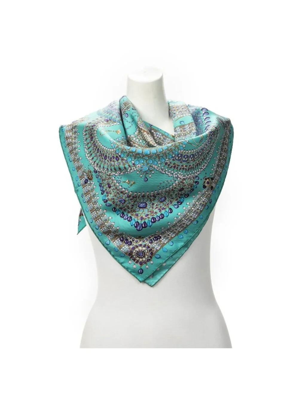 Hermes Scarf Turquoise Blue Silk